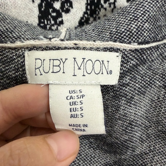 Ruby Moon Black and Cream Open Front Long Cardigan size S Petite - Picture 4 of 9